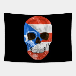 Puerto Rico Flag Skull - Gift for Puerto Rican With Roots From Puerto Rico Tapestry