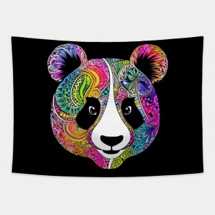 Colorful Zen Mandala Panda Bear Drawing Tapestry