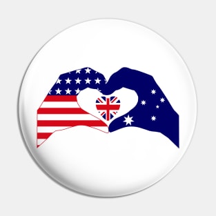 We Heart USA & Australia Patriot Flag Series Pin