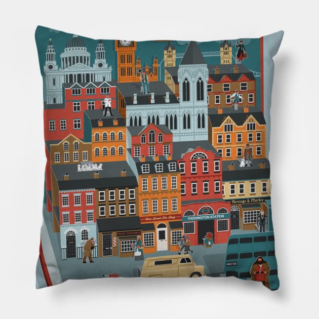 AOI London Story Poster Pillow by John Holcroft