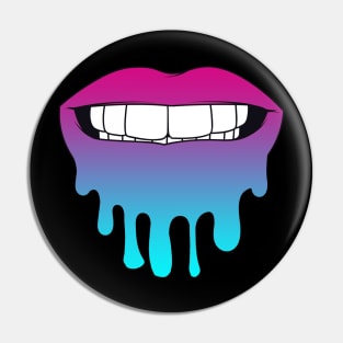 Vaporwave Dripping Lips Teeth Together Pin