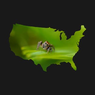 Pet Jumping Spider 4th of July Outline of United State America T-Shirt