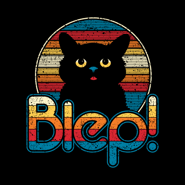 Blep Cat - Cute Retro Black Kitty with Tongue Out by RYSHU 