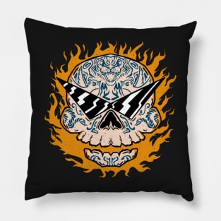 Skull With Tiger Tattoo Pillow