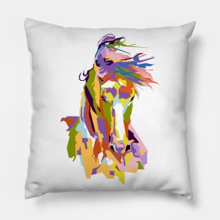 Abstract horse with limit color in WPAP Pillow