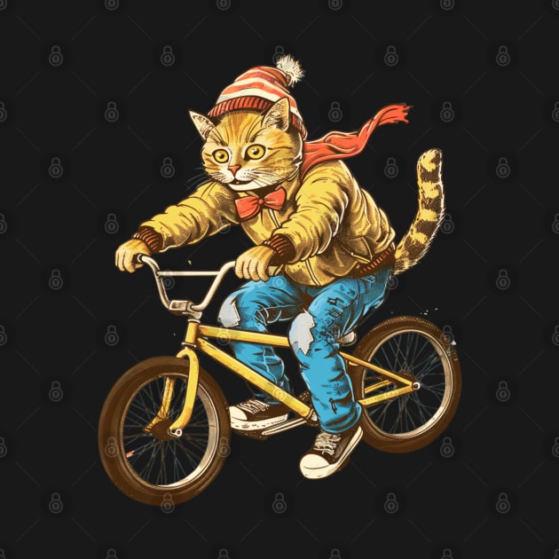 Cat Riding a Bike by OscarVanHendrix