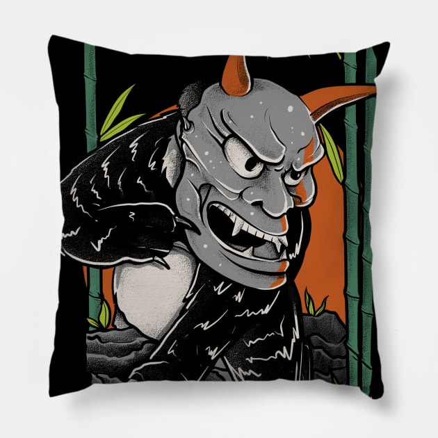 panda samurai Pillow by mbonproject