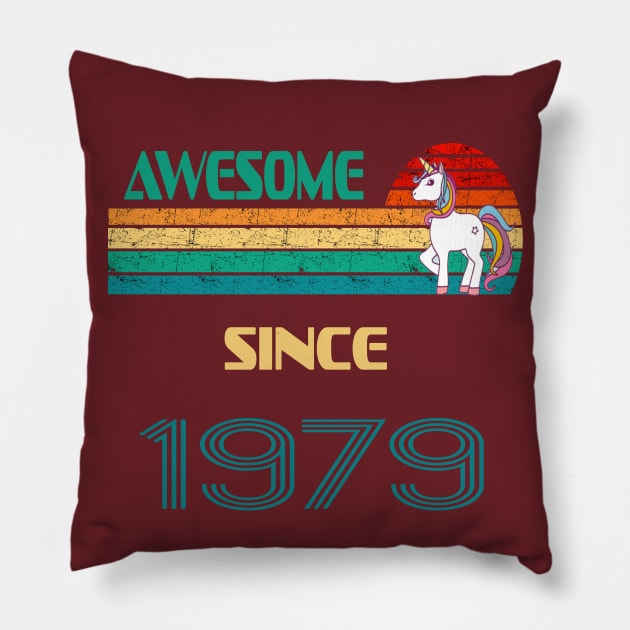 Awesome Since 1979 Funny 40th Birthday Unicorn Lover Gift Idea Pillow by Inspireshirt