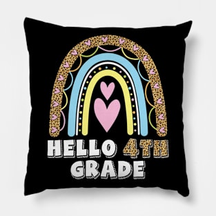 Heart Rainbow Teacher Student Back To School Hello 4th Grade Pillow