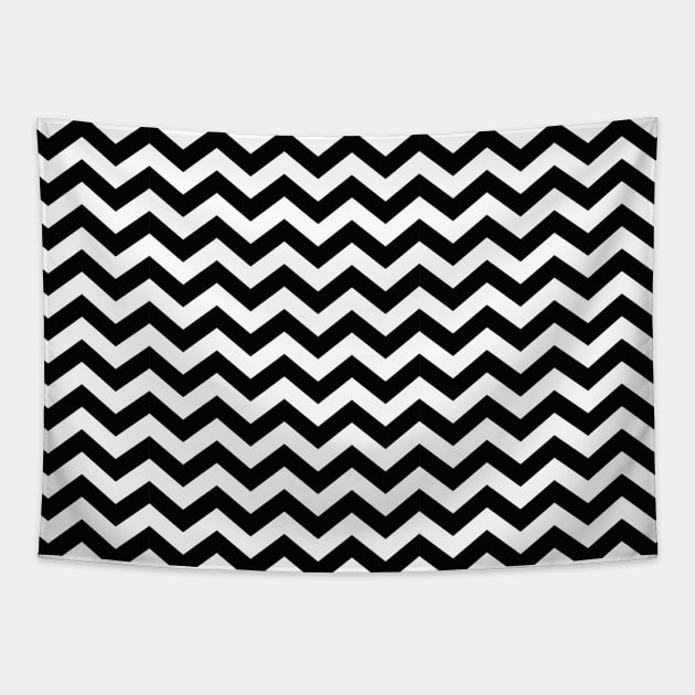 Thick Black and White Chevron Pattern Tapestry by squeakyricardo