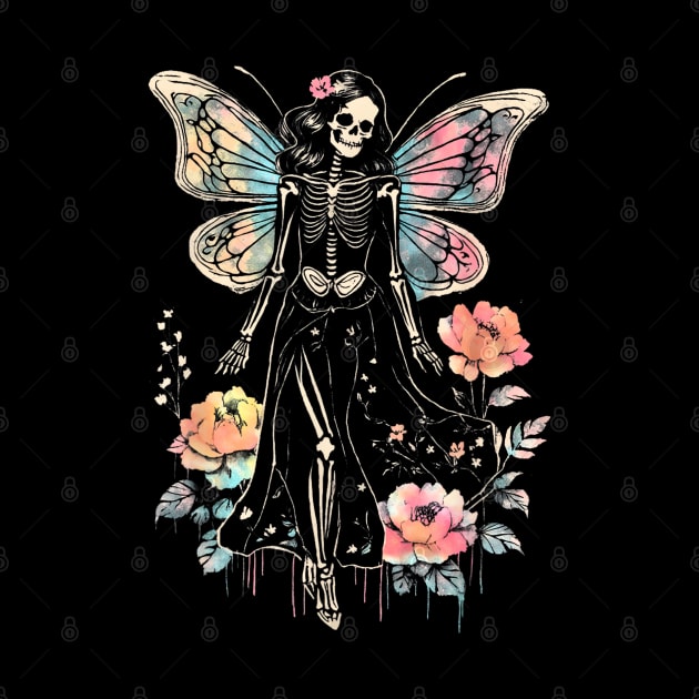 Goth Roses Butterfly Skeleton Fairy by The Full Moon Shop