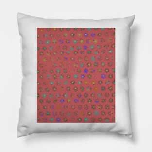 Tribal Sun Print, faded, distressed red ethnic pattern, uneven blotchy Pillow