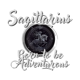 Born to Be Adventurous: a Design for Sagittarius with Ornamental Horoscope Logo T-Shirt