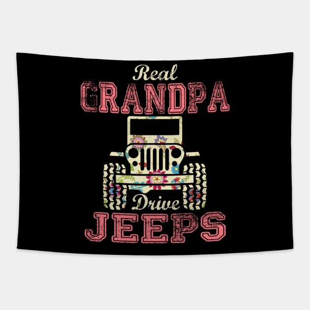 Real Grandpa Drive Jeeps Cute Flower Jeep Floral Jeeps Women/Kid Jeep Lover Jeep Girl Tapestry by Nancie