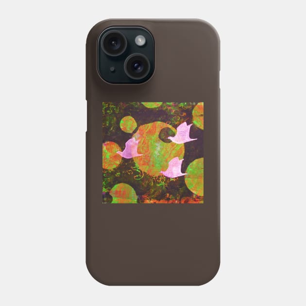 Three Cosmic Birds Digitally Altered Version of Original Work 14 Phone Case by Heatherian