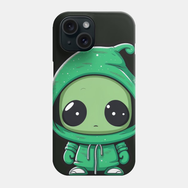 Cool Alien with a Hooded Pullover design #10 Phone Case by Farbrausch Art