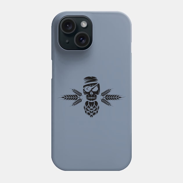 Hoppy Pirate Skull (black) Phone Case by dkdesigns27