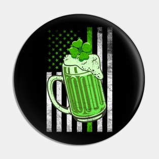 Shamrock Beer America Flag St. Patrick's Day Pin
