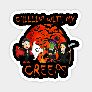 Chillin With My Creeps tShirt Vampire Ghost Skeleton Witch Magnet