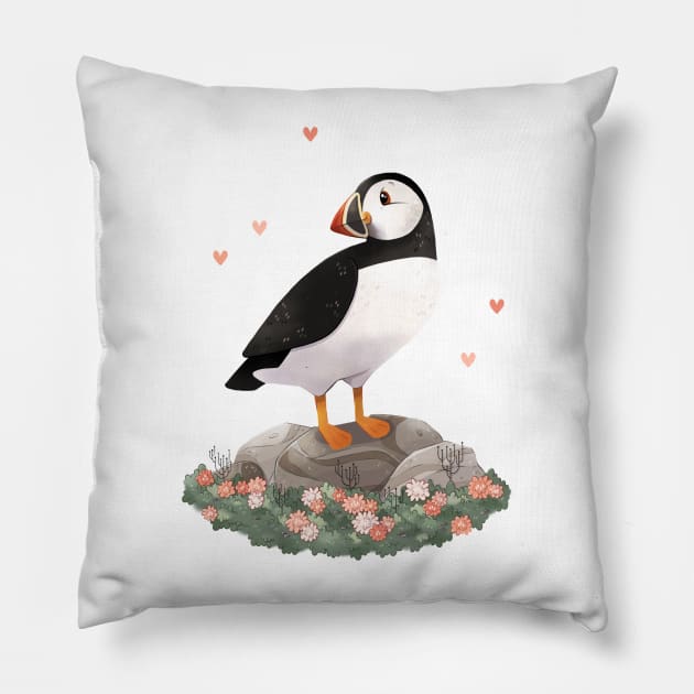 I puffin love you Pillow by Melissa Jan