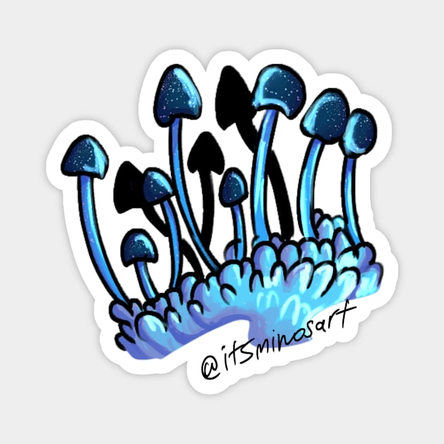 Blue Mushroom Magnet by MinosArt