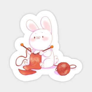 Bunny knitting a scarf Magnet