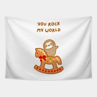 You Rock My World Christmas Gingerbread Rocking Horse Tapestry
