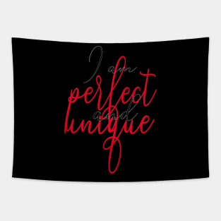 I am perfect and unique red black - Ich bin perfekt und einzigartig Tapestry