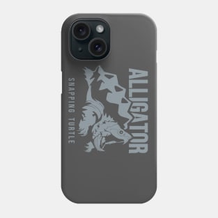 Alligator snapping turtle, reptiles lovers in grey ink Phone Case