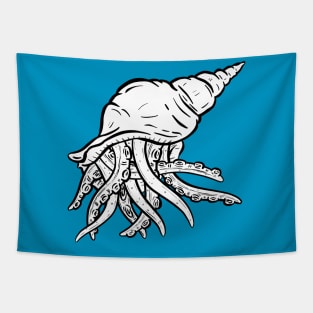 Octopus Tentacles in A Conch Seashell Illustration Logo Tapestry