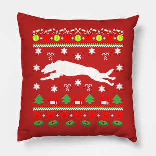 Border Whippet Ugly Christmas Sweater Pillow