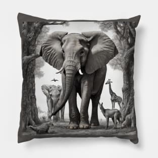 Elephant ,Painting , Poster , jungle safari Pillow
