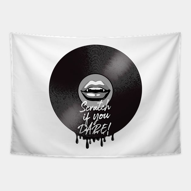 Scratch if you dare black and white Tapestry by Dashu