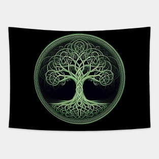 Green and black Celtic Tree Tapestry