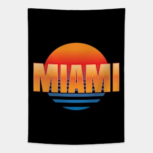 Miami Florida Retro Sunset Tapestry