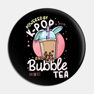 Powered by K-Pop and Bubble Tea - Anime T-Shirt Pin