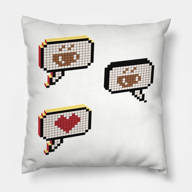 Pixel art coffee messaging Pillow by Holailustra