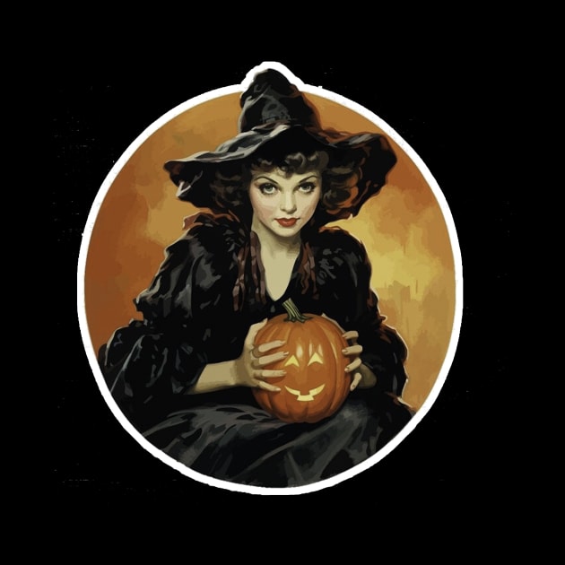 Sexy Witch conjouring on Halloween by Blackhearttees