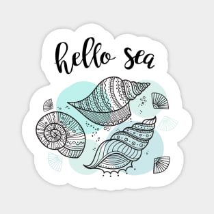 Hello Sea illustration with marine shells Magnet