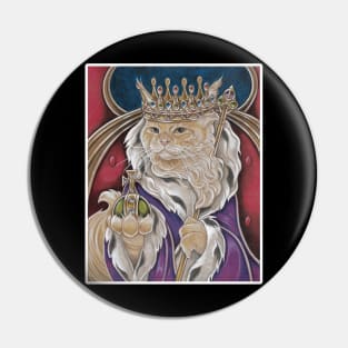 King Cat - White Outlined Design Pin