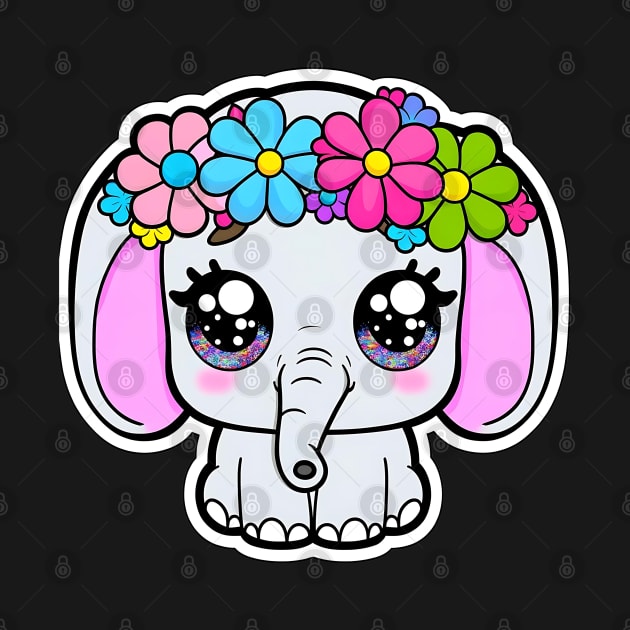 Adorable Baby Elephant with flower crown by TaansCreation 