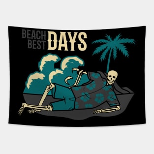 Skeleton on a vacation aloha Hawaiian outfit Tapestry