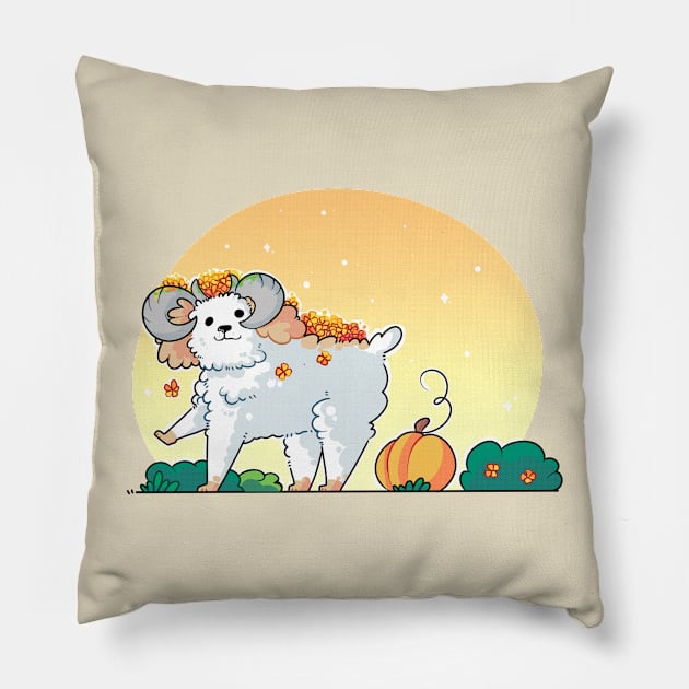 Poodle - Floral Sheep Pillow by Yukipyro