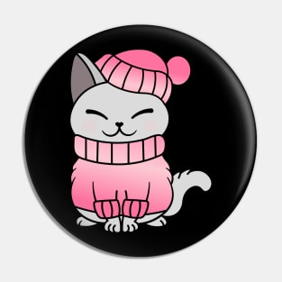 Cute Cozy Colorful Snow Winter Cat Kitty Pin