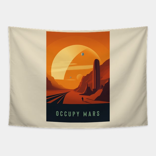 Occupy Mars Tapestry by Retro Travel Design