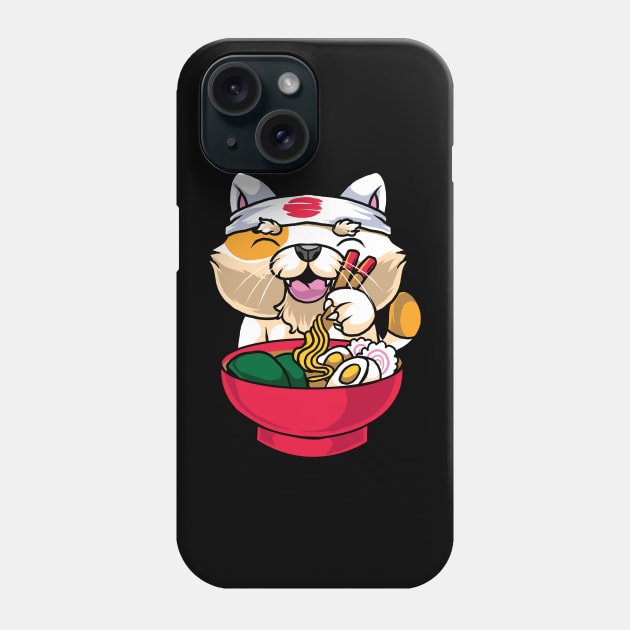 Kawaii Cat Ramen Bowl Funny Anime Noodles Kitty Phone Case by theperfectpresents