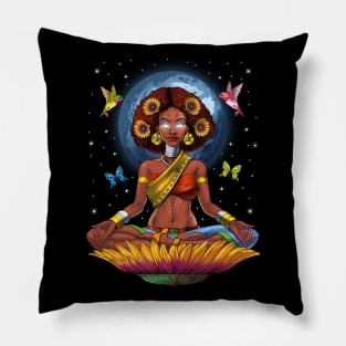 African Woman Hippie Yoga Pillow