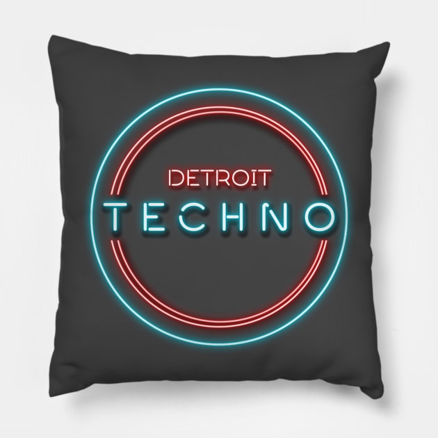 DETROIT TECHNO Pillow by KIMIDIGI