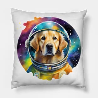 Rainbow Galaxy Astronaut Golden Retriever Pillow