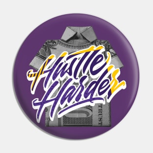 Hustle Harder Court Purple University Gold Pin